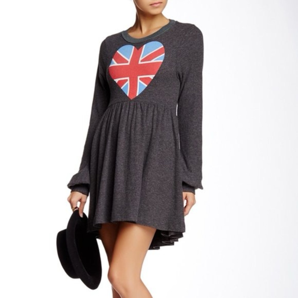 WILDFOX HEART PRINTED MINI DRESS Sz Large - Picture 2 of 14